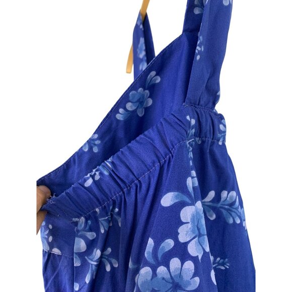 Dreams & Co Floral Blue Tank Style Lounge Home Dress 3X RZ10412 New Cotton - Picture 7 of 9